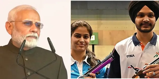 pm-modi-leads-nation-in-congratulating-indian-shooters-manu-bhaker-sarabjot-singh-for-claiming-bronze-in-paris-olympics-2024