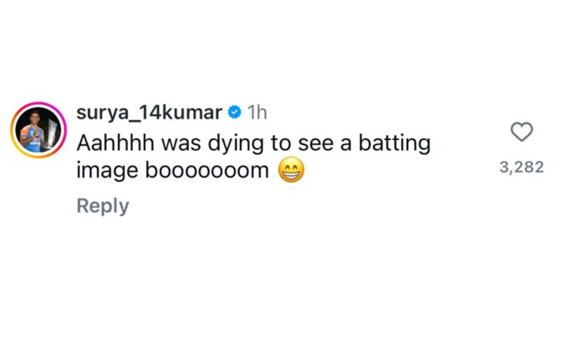 Suryakumar Yadav's comment on Bumrah's post