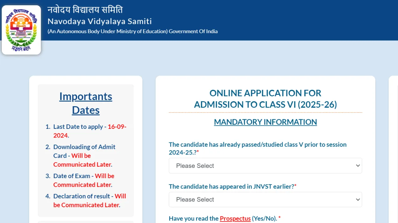 jnvst-class-6-admission-2025-navodaya-registration-last-date-extended-till-september-23-know-eligibility-test-pattern