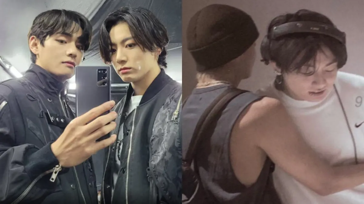 bts-v-gives-warm-hug-to-jungkook-at-golden-album-recording-army-cannot-stop-gushing-over-taekook-union-photos-and-videos