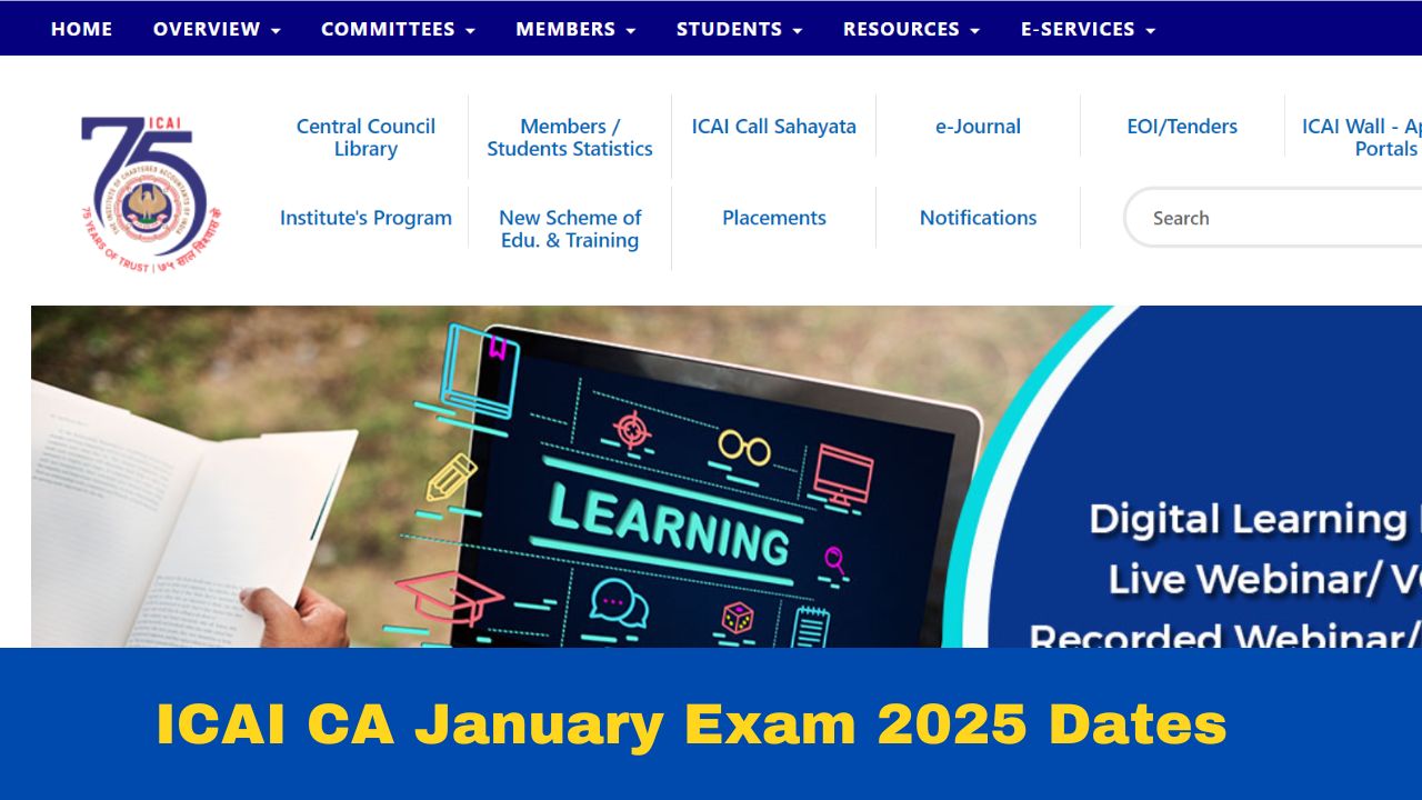 ICAI CA January Exam 2025 Foundation, Intermediate Exam Schedule Out