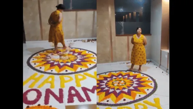 viral-video-shows-bengaluru-woman-ruining-flower-rangoli-pookkaalam-made-by-society-children-internet-is-furious