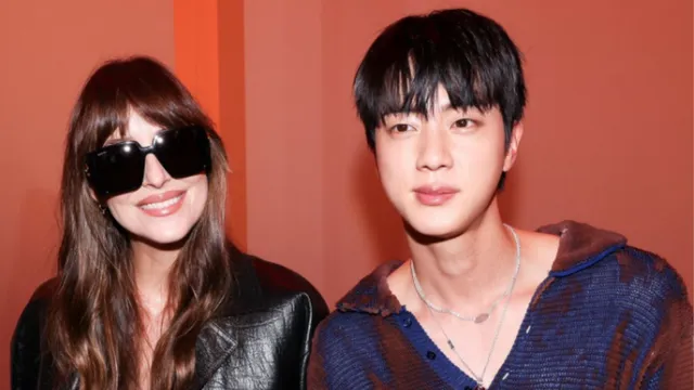 bts-jin-shyly-hugs-dakota-johnson-at-milan-fashion-week-actress-says-i-know-so-much-about-you
