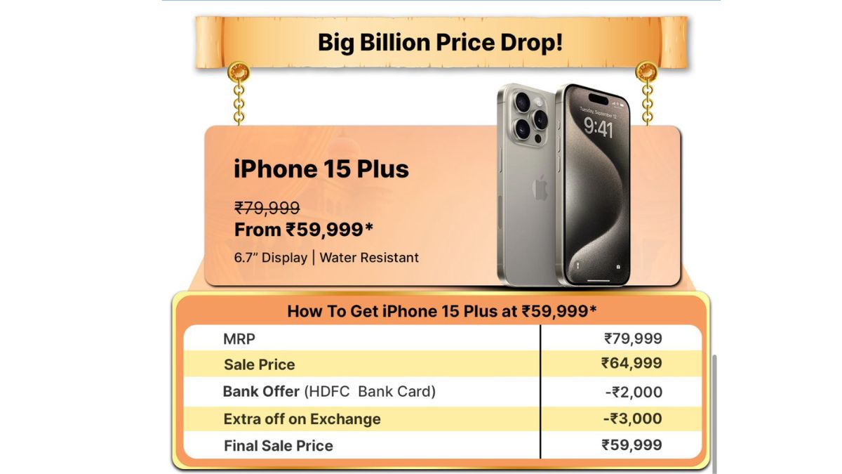 Flipkart Big Billion Days Sale 2024 iPhone 15, iPhone 15 Plus Prices