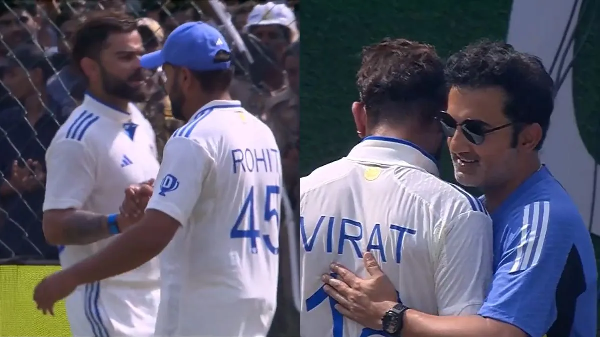 ind-vs-ban-2nd-test-virat-kohli-shares-warm-hug-with-skipper-rohit-sharma-and-coach-gautam-gambhir-after-series-win-watch
