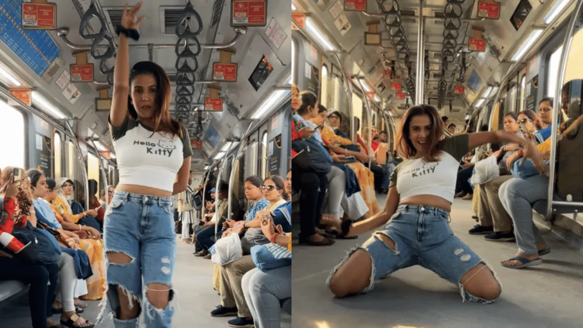 girl-recreates-tamannaah-bhatia-aaj-ki-raat-song-in-delhi-metro-leaving-netizens-furious-viral-video