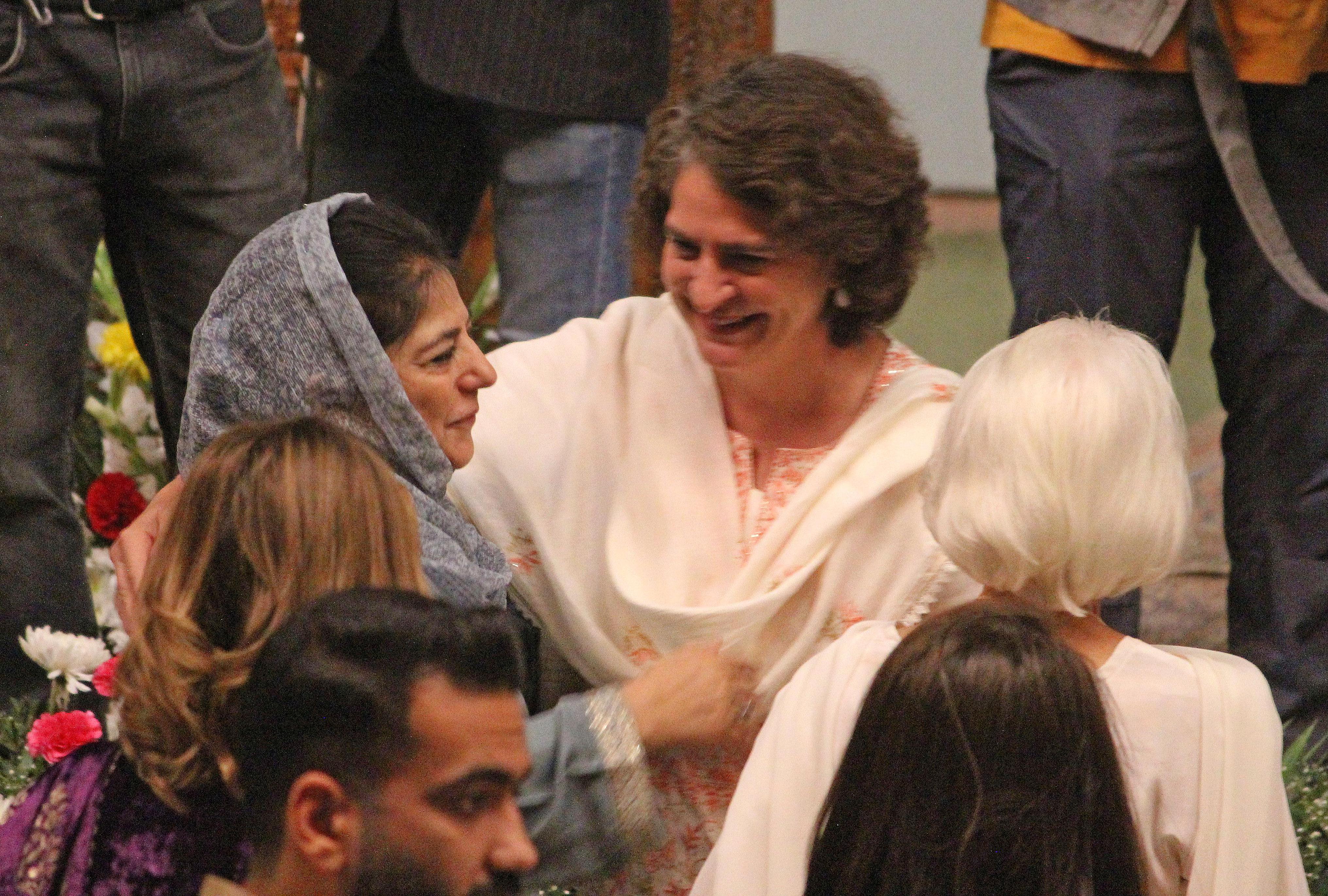 Priyanka Gandhi with PDP Chief Mehbooba Mufti