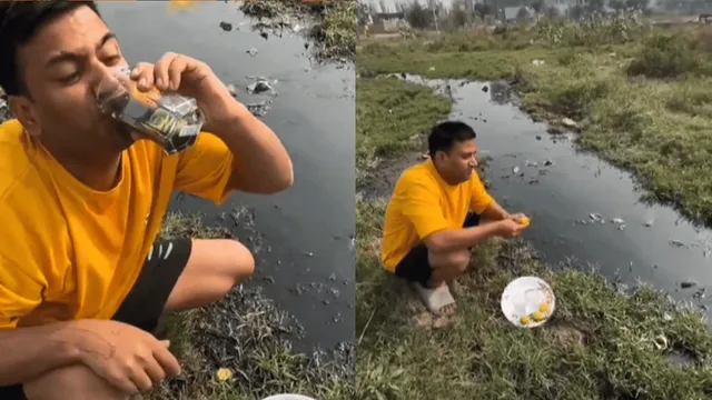 viral-video-puneet-superstar-drinks-drainage-water-with-lemon-netizens-want-him-off-the-internet