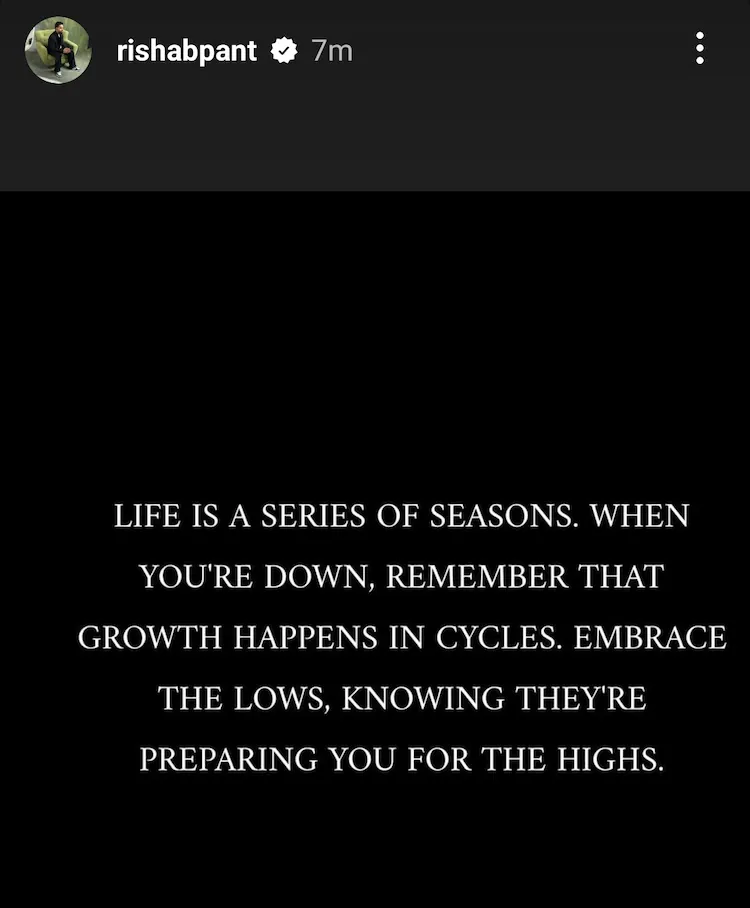 rishabh pant insta story