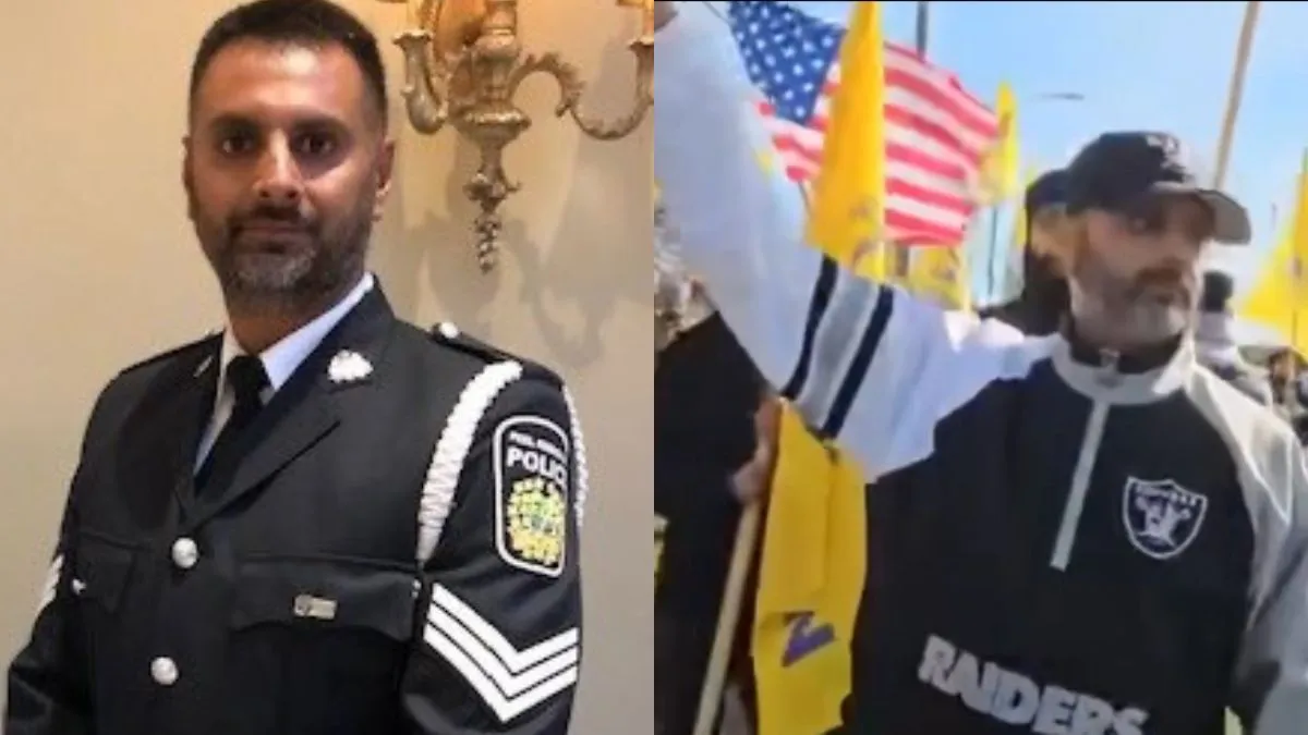 brampton-hindu-temple-attack-canadian-cop-suspended-pro-khalistan-protest-india-canada-relation-justin-trudeau-hindu-sabha-temple-hardeep-nijjar-killing