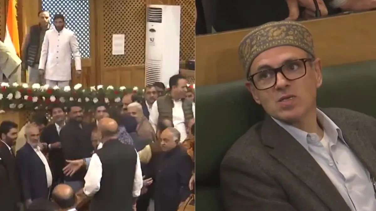 ruckus-erupts-in-jammu-kashmir-assembly-as-engineer-rashid-brother-displays-banner-seeking-restoration-of-article-370-watch-video