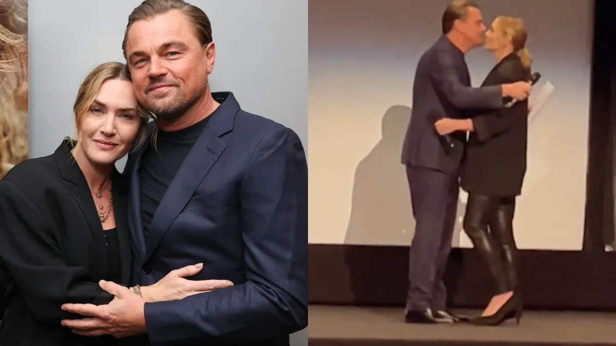 Titanic Reunion Leonardo DiCaprio And Kate Winslet Reunite With Kiss