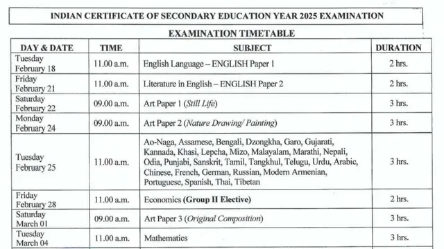 icse-class-10th-board-exam-2025-timetable-out-cisce-class-10th-time-table-pdf-released-at-cisce-org-check-schedule-here