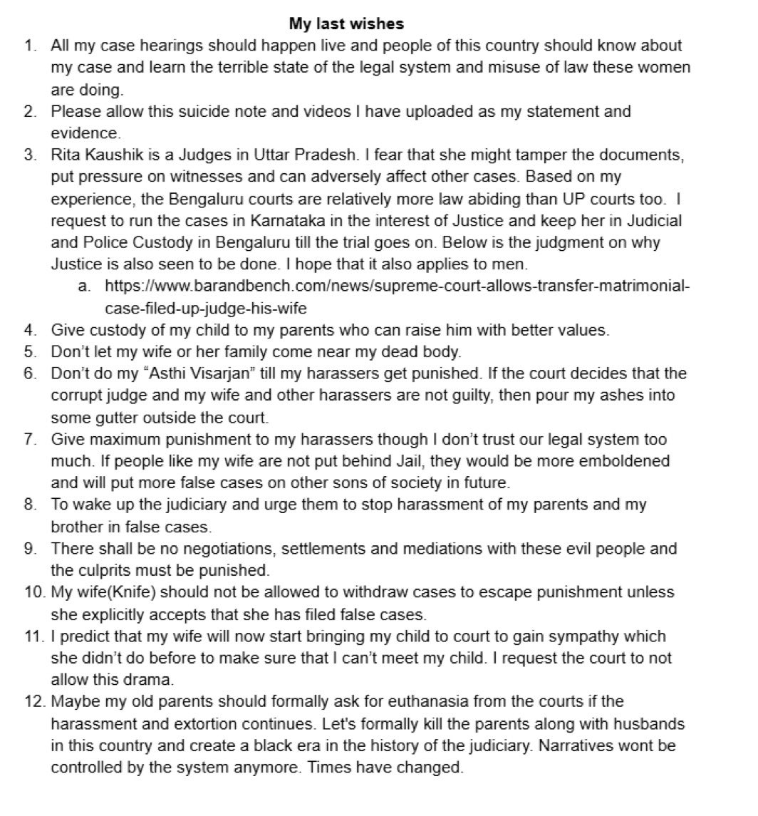 Atul Subhash last wishes