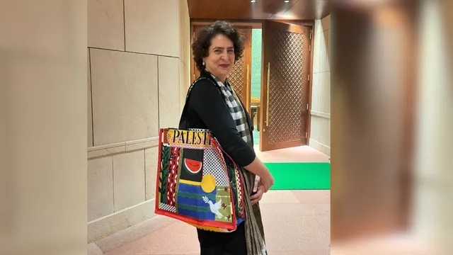 priyanka-gandhi-carries-palestine-bag-to-lok-sabha-in-symbolic-appeal-for-gaza-peace