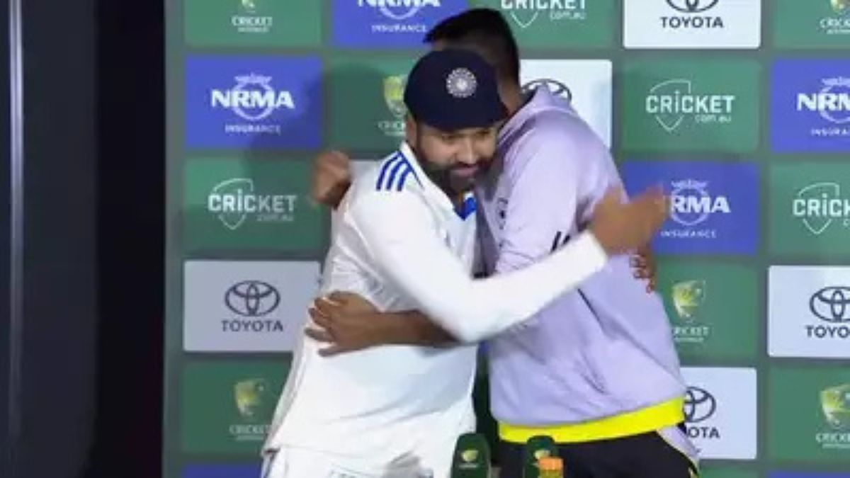 IND vs AUS 3rd Test Rohit Sharma Shares Warm Hug With R Ashwin As He