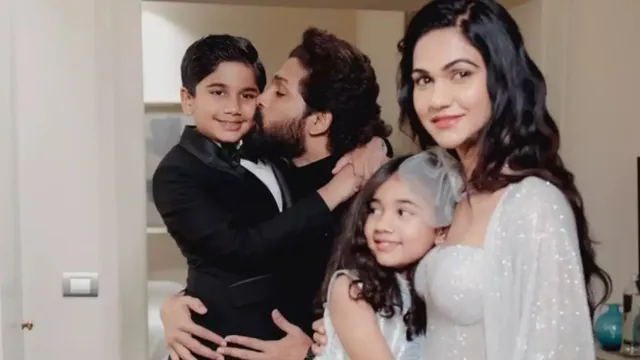 allu-arjun-children-escorted-to-safe-place-from-their-jubilee-hills-residence-after-protestors-attack-their-property