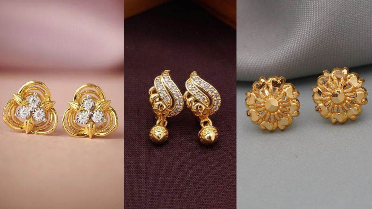 Gold Stud Earrings - Buy Ear Gold Studs Designs online at Best Prices in  India | Flipkart.com