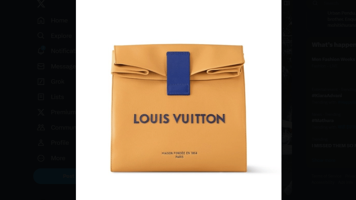Louis Vuitton’s Sandwich Bag Worth Rs 2.8 Lakh Becomes Latest Luxury Item Netizens Wholeheartedly Want To Reject. (Source: notpannchoa2/ X)