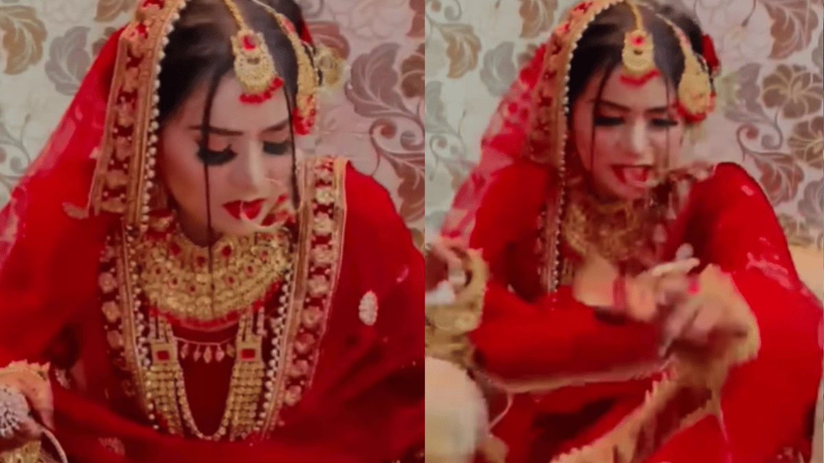 Image of Indian marriage attire and lifestyle. Indian Gujarati Bride or  Dulhan in her traditional ethnic wedding dress.Indian marriage attire and  lifestyle.-GS985093-Picxy