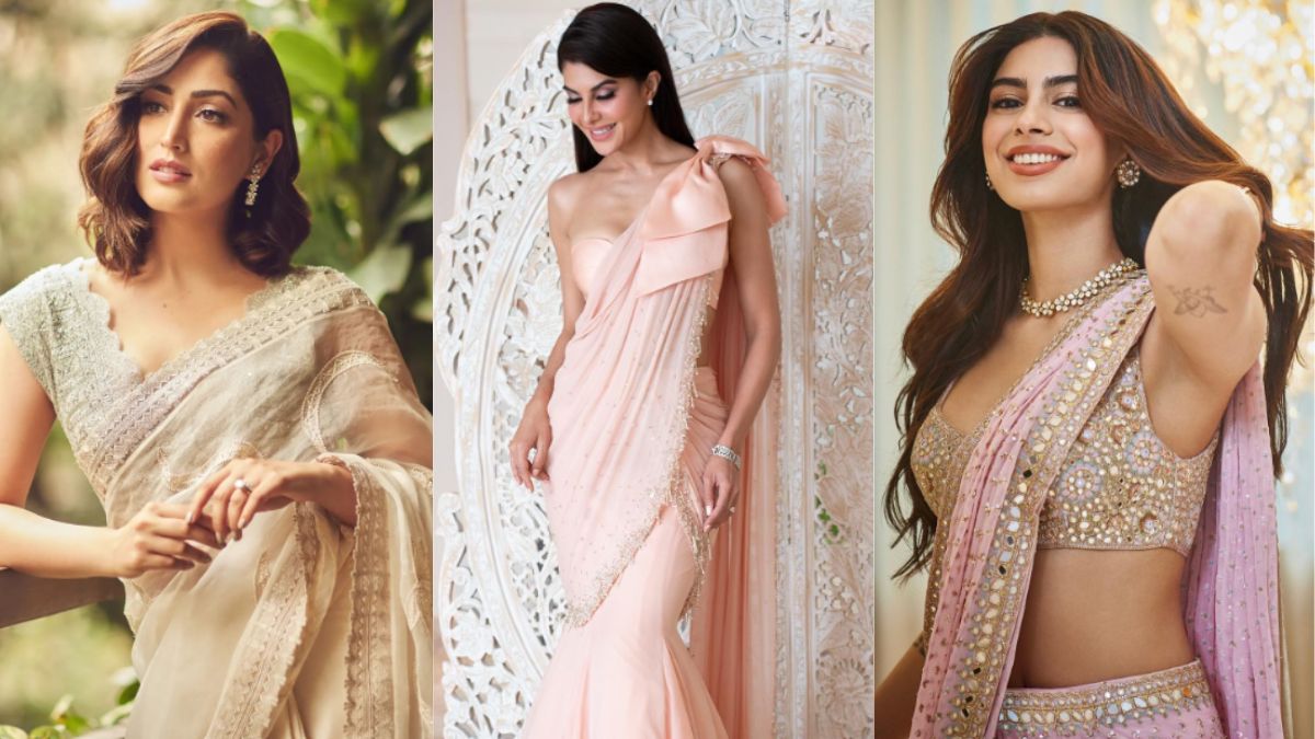 I love jacqueline | Off shoulder outfits, Jacqueline fernandez saree,  Purple saree