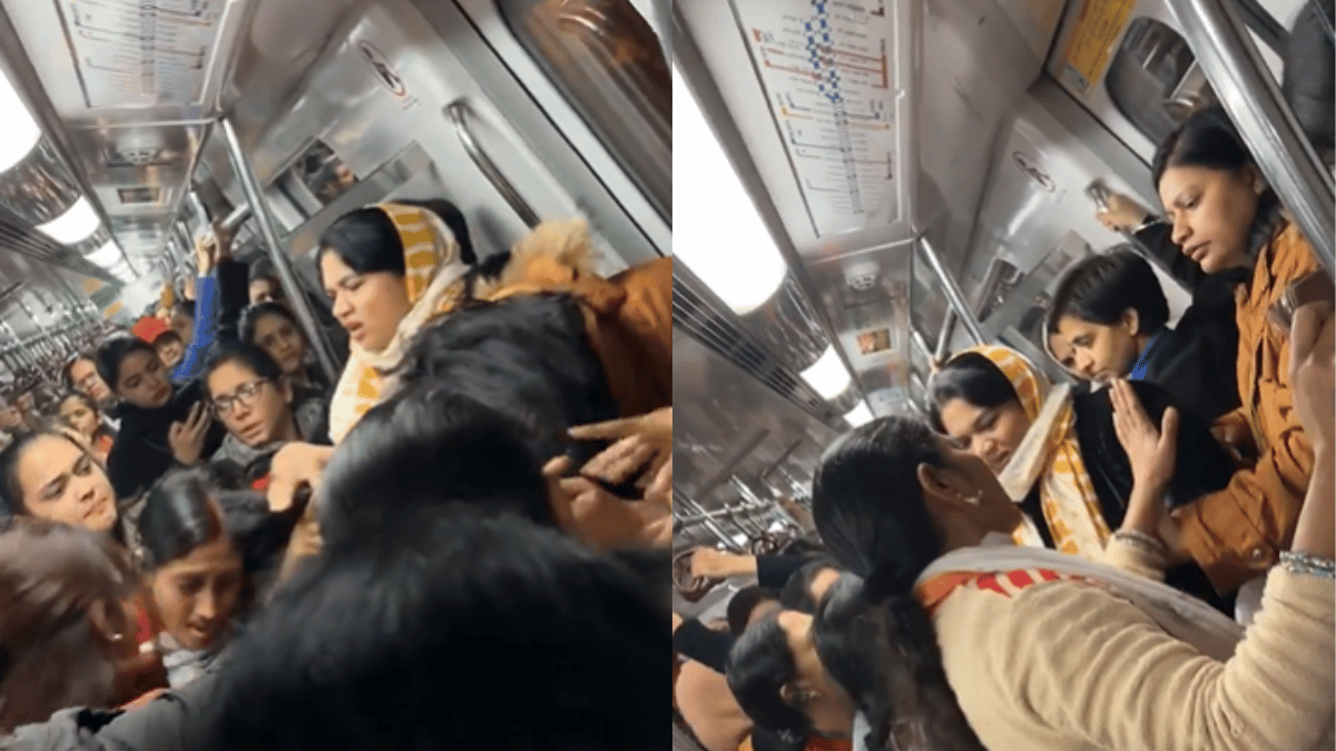 delhi-metro-turns-into-wwe-after-women-resort-to-slaps-and-hair-pulling-over-space-watch-viral-video