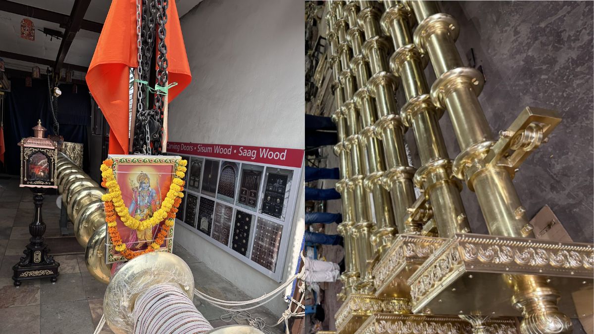 ayodhya-ram-mandir-brassmade-dhwaja-stambh-weighing-5500-kg-arrives-in-special-chariot-from-ahmedabad