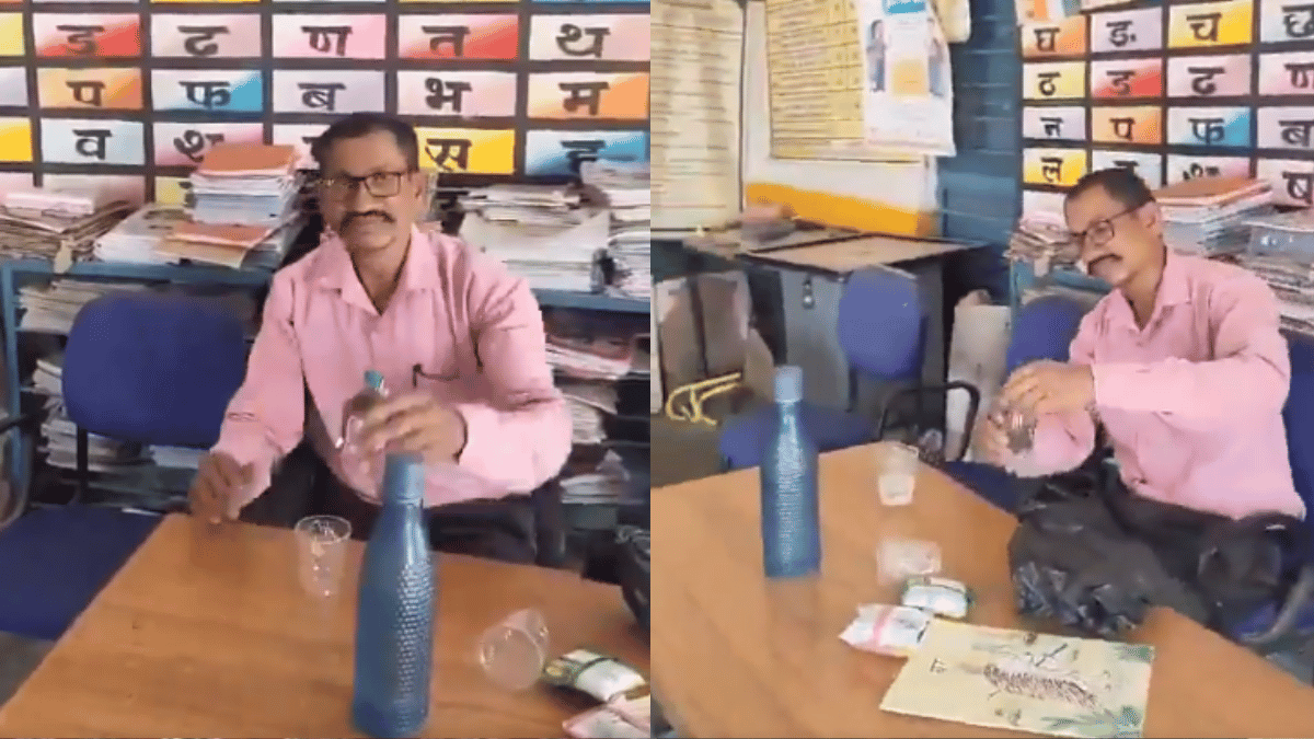 teacher-drinks-alcohol-in-chhattisgarh-govt-school-ignoring-students-and-staff-shocking-video-goes-viral