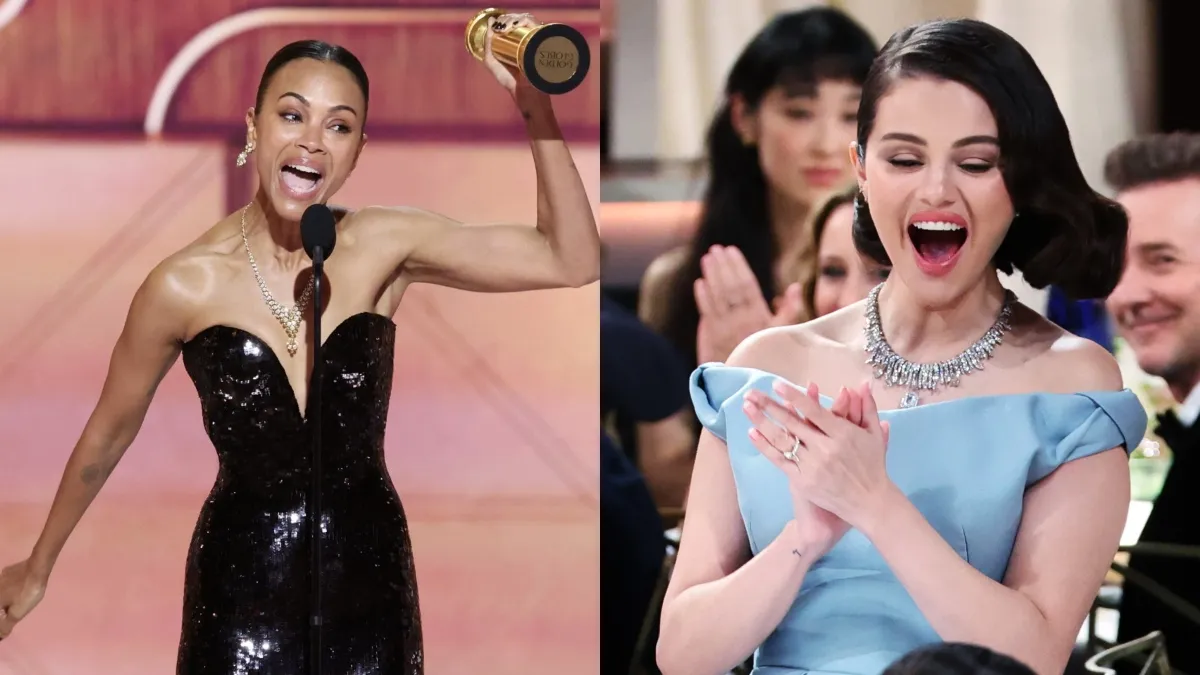 Zoe Saldana Bags First-Ever Golden Globes Award For Emilia Pérez Movie;  Co-Star Selena Gomez's Reaction Wins Hearts