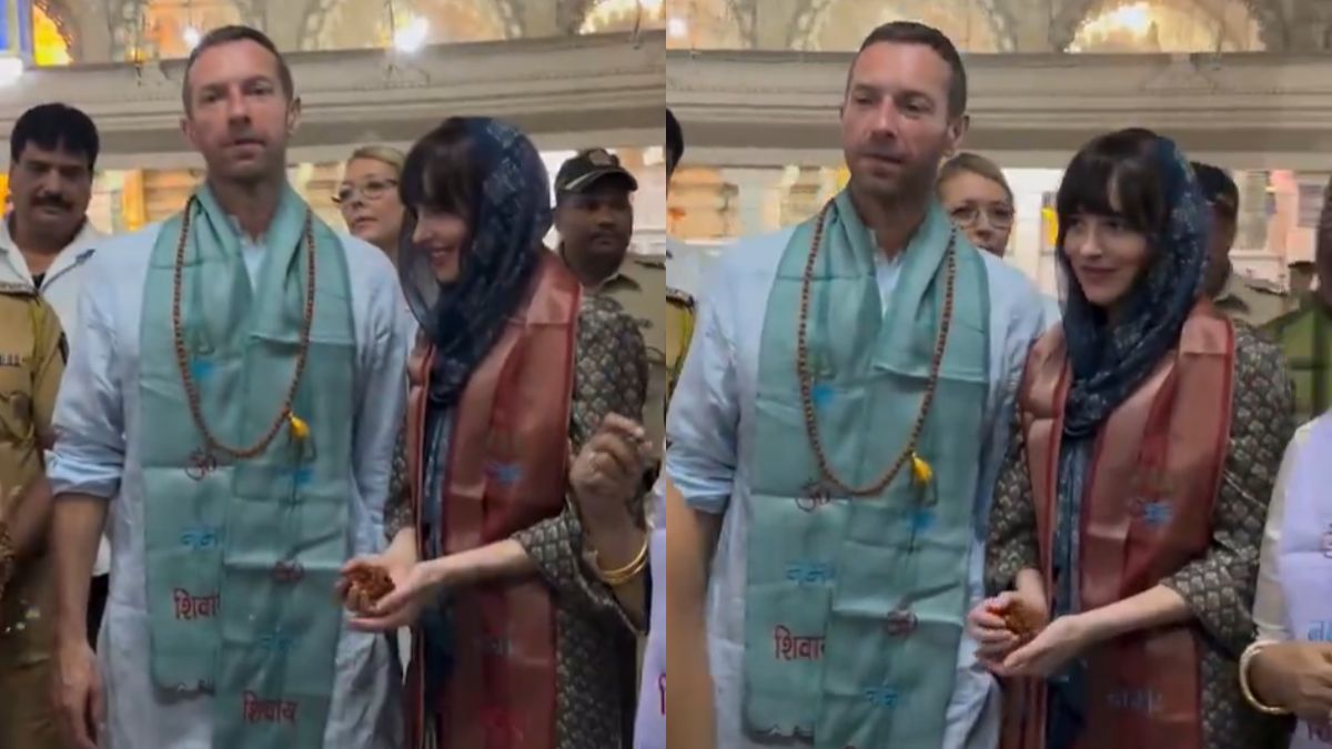 coldplay-india-concert-chris-martin-and-dakota-johnson-seek-blessings-at-babulnath-temple-in-mumbai-watch