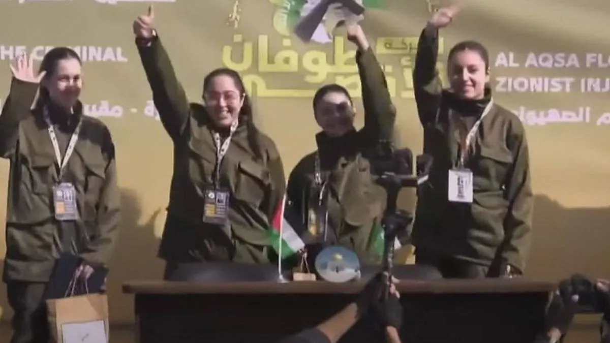 gaza-ceasefire-hamas-hands-over-four-female-israeli-soldier-hostages-to-red-cross-in-second-swap-watch