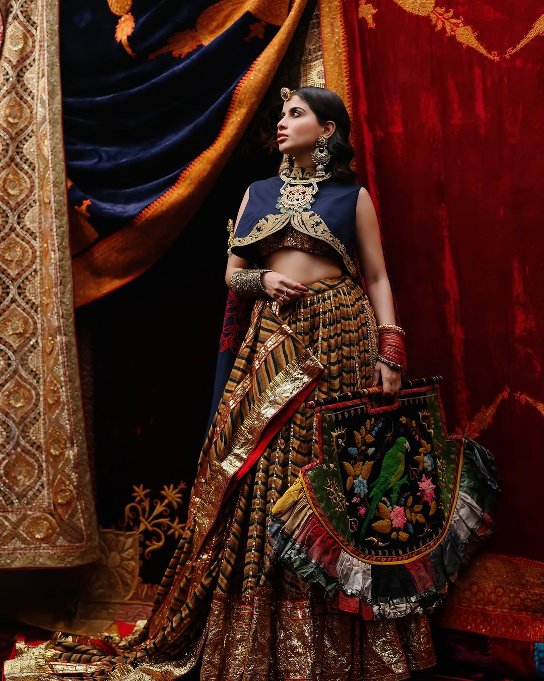 urfi javed satrangi lehenga