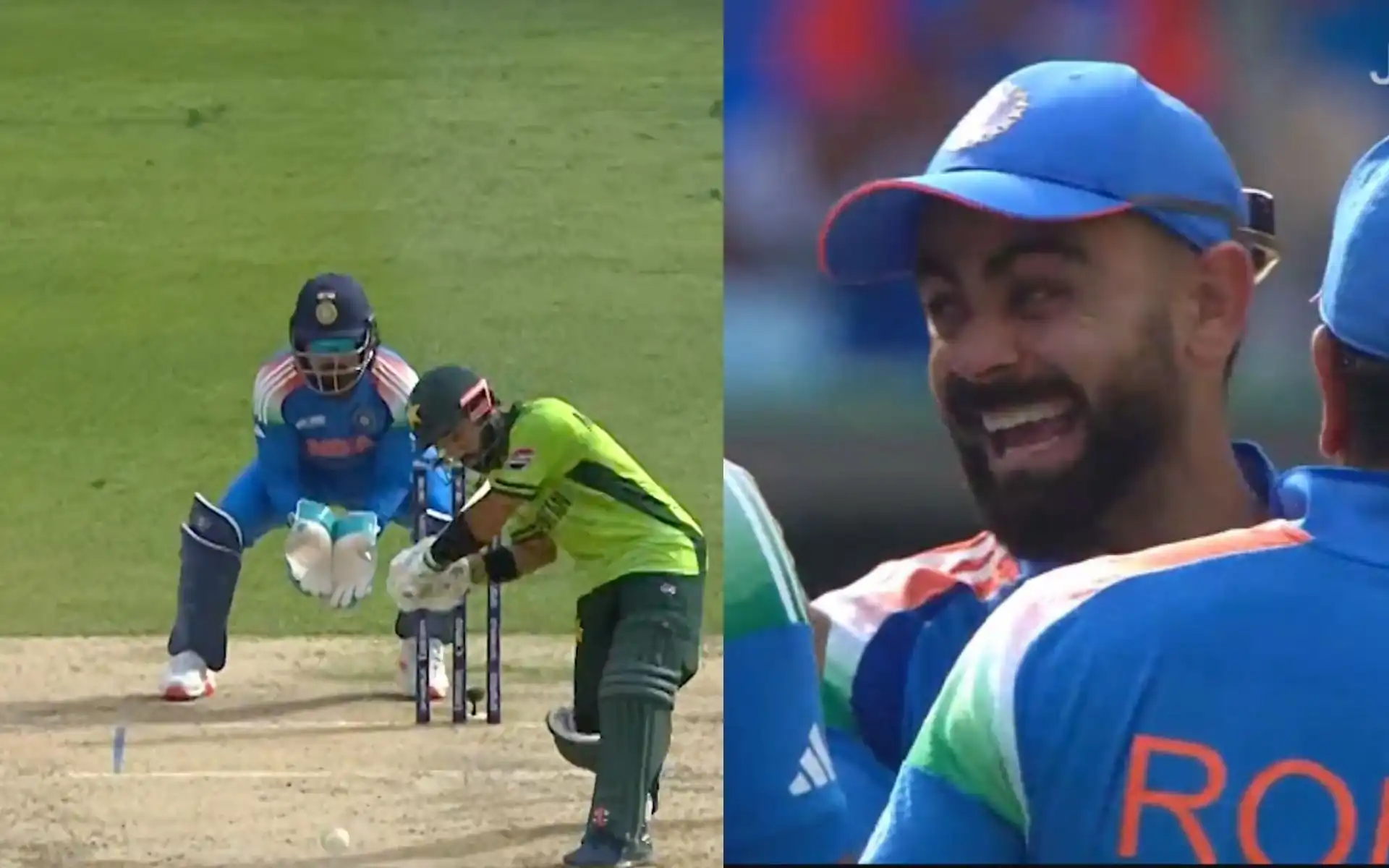 india-national-cricket-team-vs-pakistan-cricket-team-match-scorecard-watch-virat-kohli-harshit-rana-share-a-wild-laugh-as-axar-patel-castles-rizwan