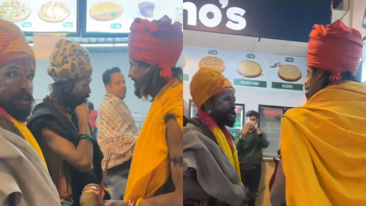 let-them-eat-in-peace-content-creator-criticised-for-capturing-sadhus-dining-at-pizza-shop-in-mahakumbh-viral-video