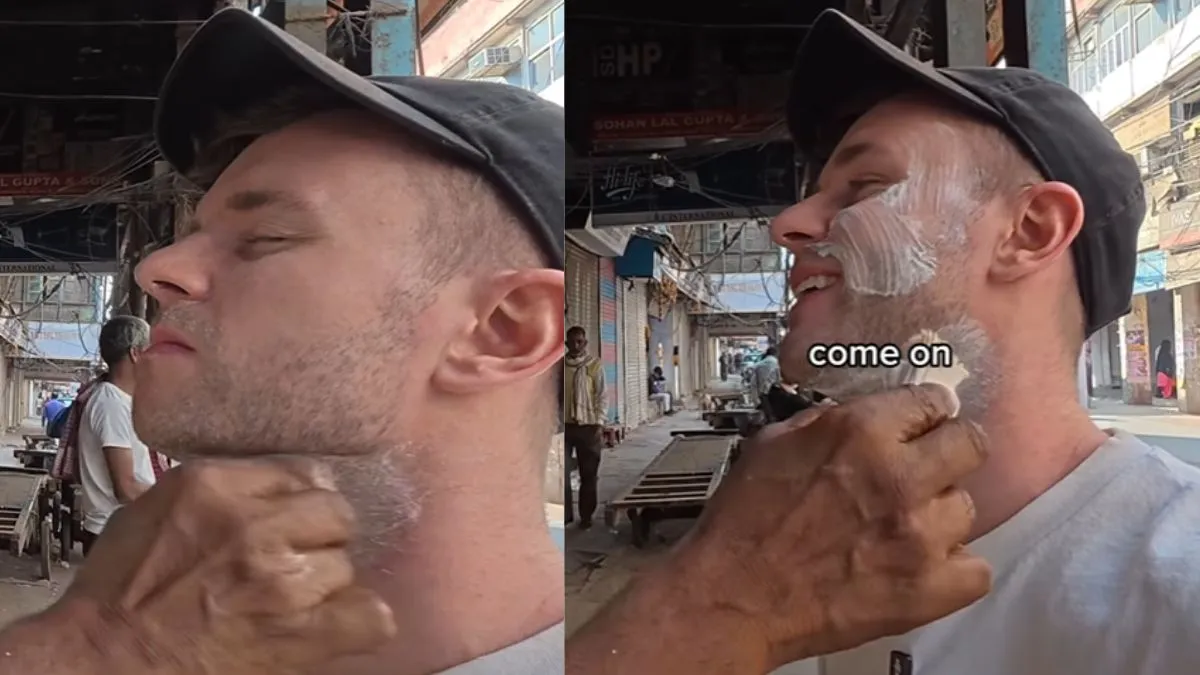 foreign-tourist-rs-100-beard-trim-at-street-barber-in-delhi-goes-viral-sparks-online-debate-viral-video