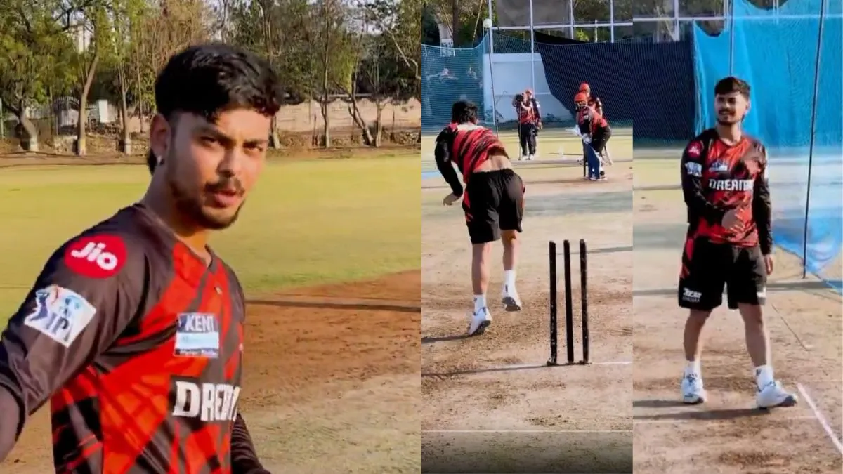 srh-training-camp-ishan-kishan-gears-up-for-ipl-2025-kishan-bowling-off-spin-during-net-session-video-abhishek-sharma-rahul-chahar