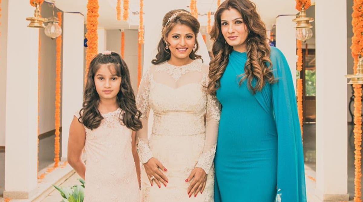 Raveena Tandon with her adopted daughter