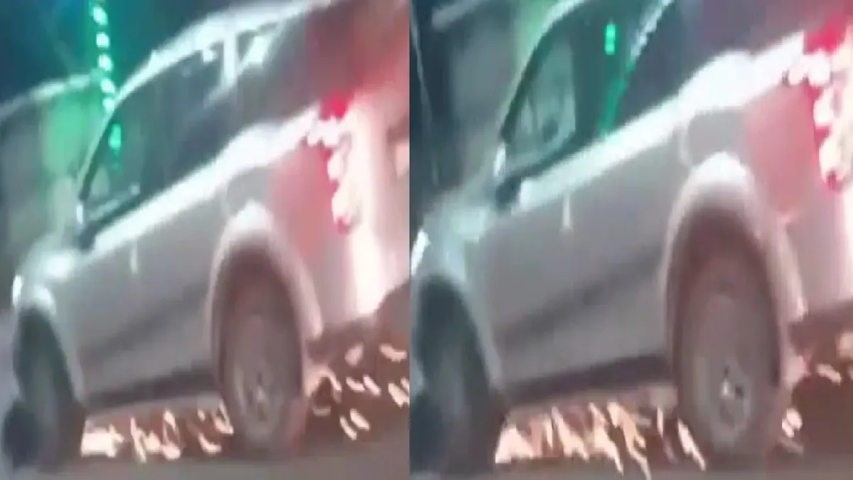lucknow-road-accident-speeding-suv-hits-scooty-dramatic-video-of-sparks-flying-as-twowheeler-dragged-for-kms-surfaces