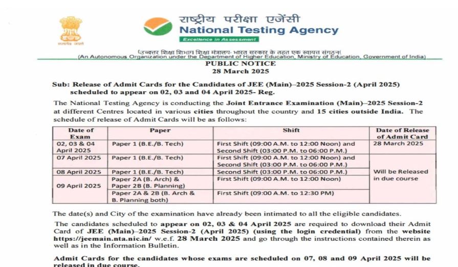 jee-main-2025-session-2-admit-card-released-exam-dates-dress-code-and-key-updates