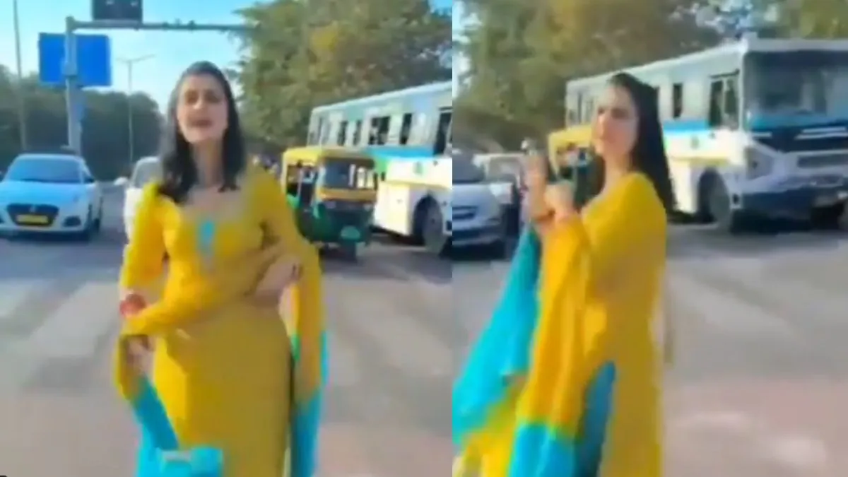 chandigarh-police-suspends-constable-after-wifes-viral-dance-video-halts-traffic-at-sector20-gurdwara-chowk-watch