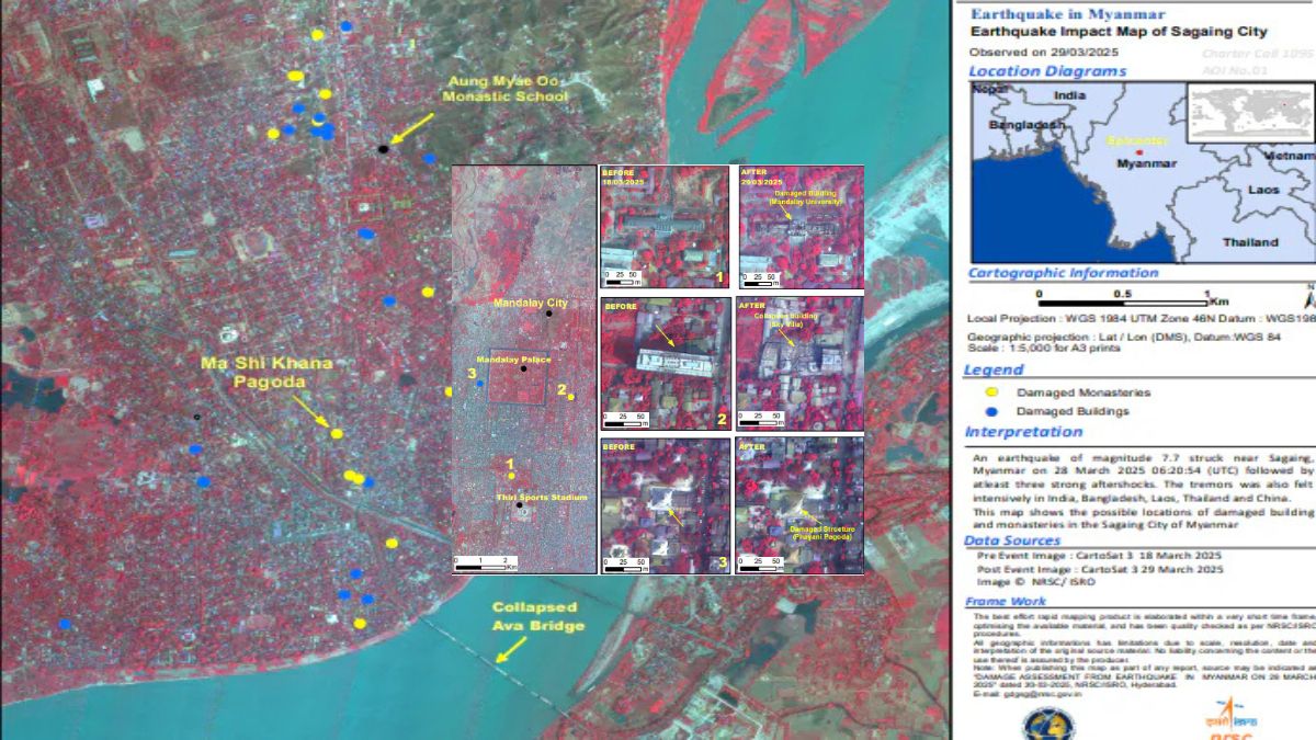mpact map of Sagaing city. (Photo: ISRO)