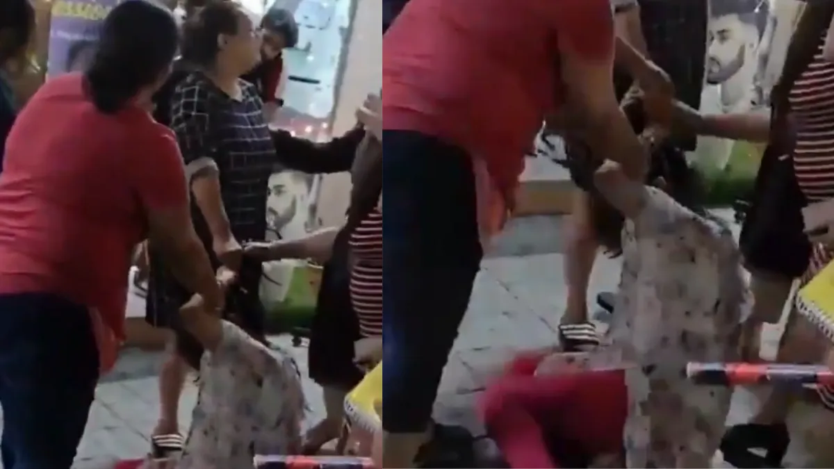 noida-whatsapp-call-turns-into-streetside-fight-woman-grabs-hair-pins-victim-to-ground-video