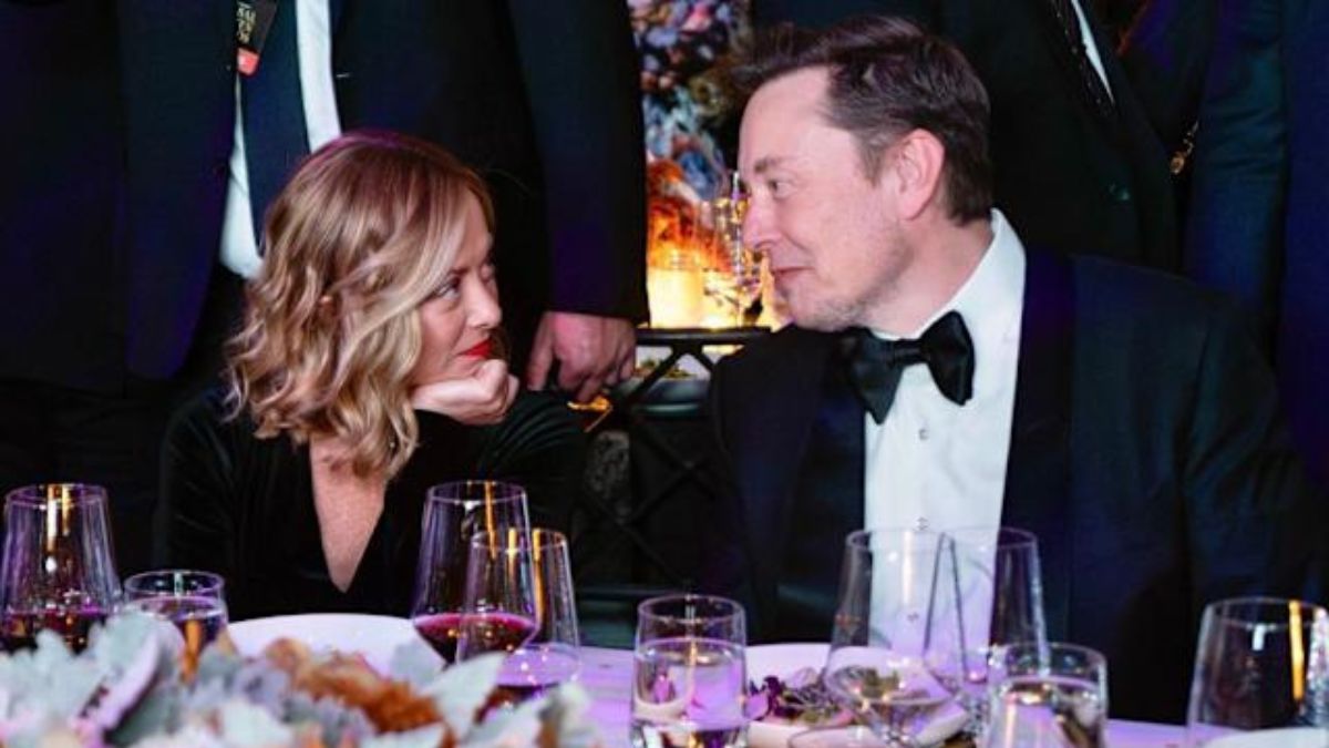 Elon Musk with Giorgia Meloni at an event in New York.