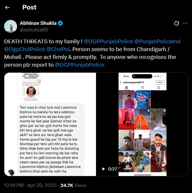 Abhinav Shukla death threats