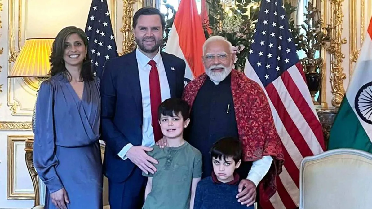 US Vice President JD Vance, his family with Prime Minister Modi | CREDIT: REUTERS