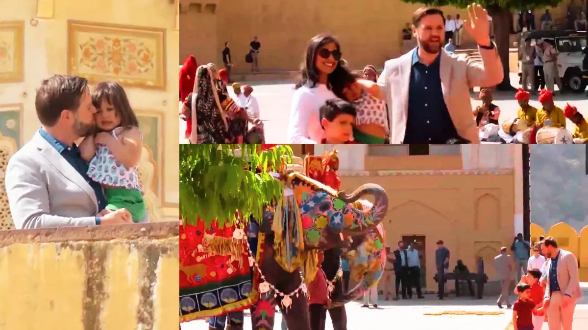 jd-vance-jaipur-visit-live-updates-rajasthani-elephants-traditional-folk-performances-greet-us-vice-president-family-at-amber-fort