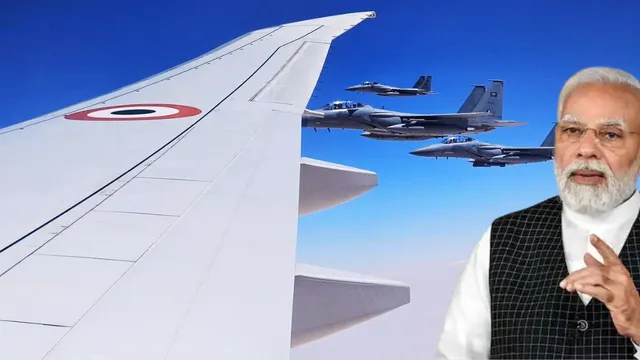 PM Modi’s Aircraft Escorted By F15s Of Royal Saudi Air Force In The Saudi Airspace