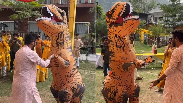 bride-to-be-crashes-her-haldi-ceremony-in-dinosaur-costume-internet-cant-stop-laughing-at-viral-video