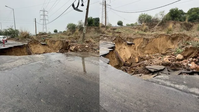 gurugram-section-of-spr-road-caves-in-after-incessant-rains-traffic-snarls-due-to-waterlogging