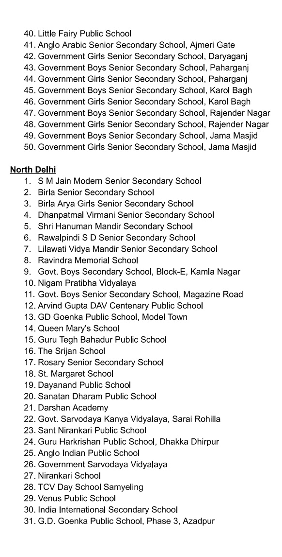 Which schools in Delhi will conduct Mock Drill 11